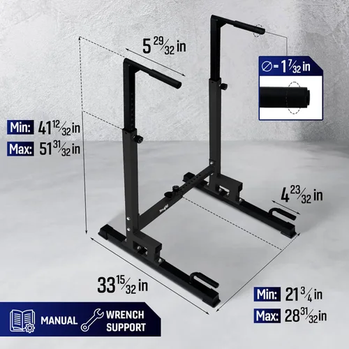 Miniatura 4 de Yes4All - Soporte de inmersión de 500 libras de capacidad, barras de inmersión ajustables de 80 niveles, máquina de estación de inmersión para Negro