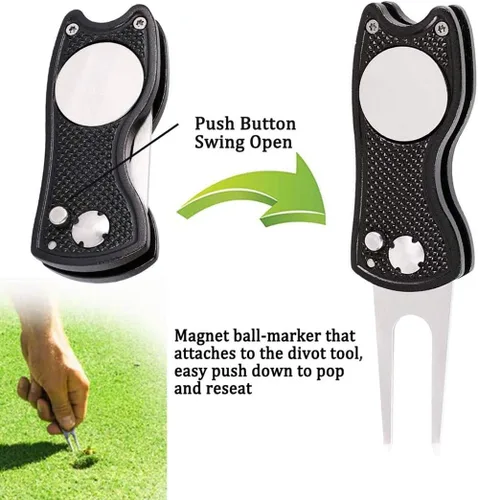 Miniatura 5 de Toalla de golf de microfibra con patrón de gofres Kit de herramientas de cepillo con limpiador de ranuras para palos Herramienta de golf Divot
