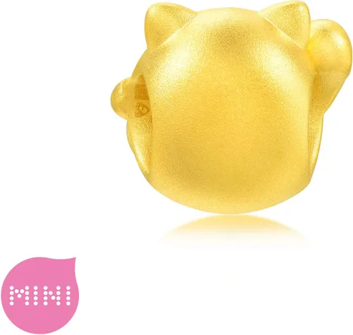 Miniatura 4 de CHOW SANG SANG 999 24K oro macizo Maneki Neko Lucky Cat Mini Charm Pulsera para Mujer 92307C, Oro, Sin gemas.