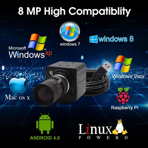 Miniatura 6 de Cámara USB 8MP 2448P Cámara web con lente de zoom Video Conferencia Transmisión Industria Cámara UVC Plug Play PC Webcam para Windows Linux MAC
