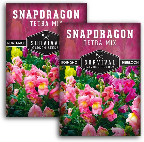 Miniatura 10 de Survival Garden Seeds - Semillas de mezcla de tetra Snapdragon para plantar - Paquete con instrucciones para plantar y cultivar hermosas flores