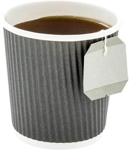 Miniatura 6 de Restaurantware 500 Tazas de papel desechables y con aislante de 4 onzas, diseño ondulado, color gris, con borde enrollado, tapas vendidas por