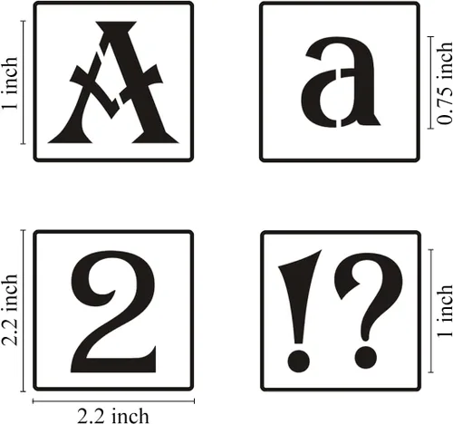 Miniatura 6 de Plantillas de letras del alfabeto de 1 pulgada para pintar, paquete de 70 plantillas de letras y números con letreros para pintar sobre madera