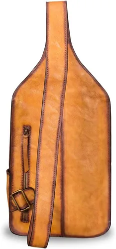 Miniatura 2 de Bolso bandolera de cuero genuino para hombres y mujeres vintage grande mochila bandolera bandolera bandolera bolsa de pecho para iPad
