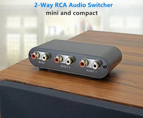 Miniatura 2 de Interruptor de audio estéreo RCA de 2 vías, interruptor de fuente de señal de entrada, selector, caja divisora (2 en 1 salida/1 en 2 salida) RC21
