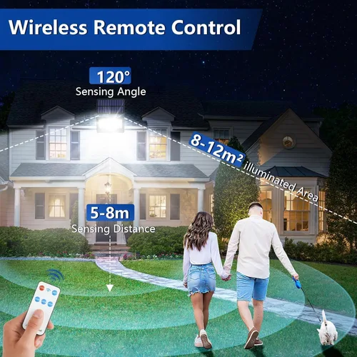 Miniatura 2 de Paquete de 6 luces LED solares de pared para exteriores, luces de seguridad con sensor de movimiento de 20 W con 3 modos de iluminación, luz de 6