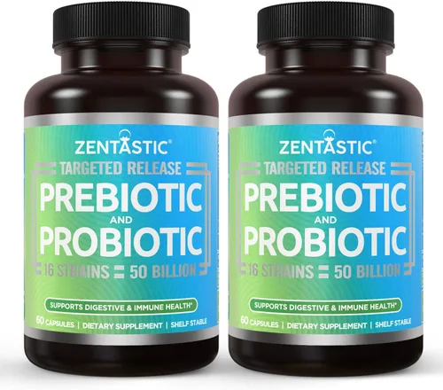 Miniatura 8 de Zentastic Suplemento de probióticos y prebióticos – 50 mil millones de UFC – para hombres y mujeres, salud inmune y digestiva – 16 cepas – estable