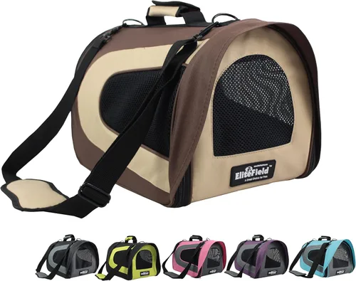 Porta mascota EliteField, varios tamaños y colores disponible para gatos y perros pequeños, Café/Beige