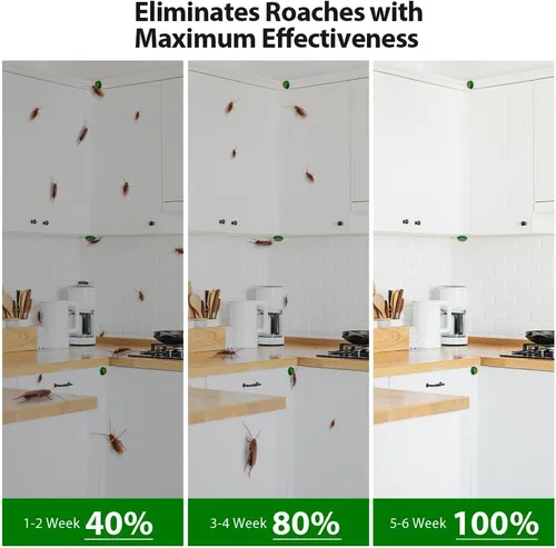 Miniatura 6 de Paquete de 32 estaciones de cebo de gel para cucarachas en interiores, potente mata cucarachas en interiores para infestación de cucarachas, cebo