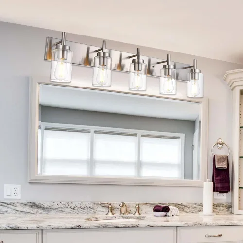 Miniatura 3 de Lámpara de tocador de baño de 5 luces, apliques de níquel cepillado, iluminación de pared, moderna lámpara industrial de montaje en pared