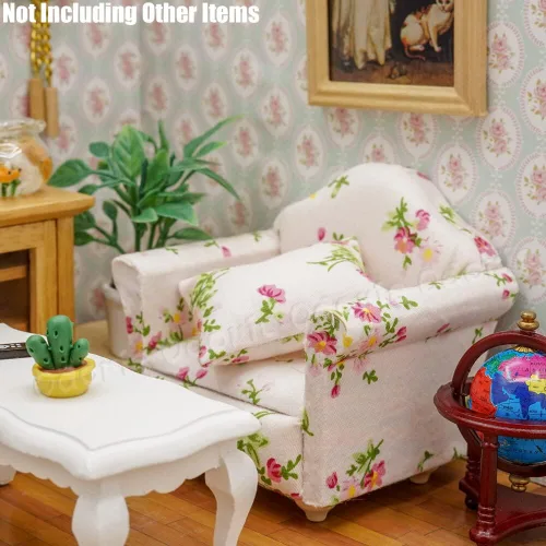 Miniatura 6 de Odoria 1/12 Silla en miniatura Sillón Accesorios para muebles de casa de muñecas, color blanco