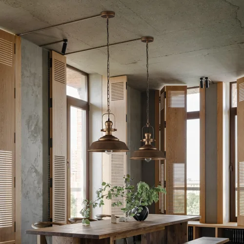 Miniatura 3 de Lámpara colgante de granja negra plateada de 14.2 pulgadas para isla de cocina, lámpara de techo colgante industrial rústica con acabado pintado a