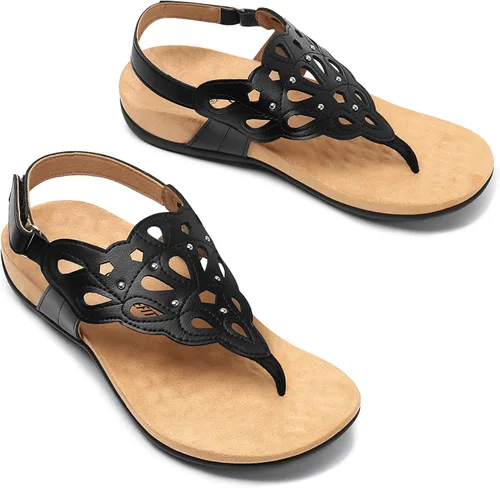 Miniatura 6 de Athlefit Sandalias ortopédicas para mujer, sandalias ortopédicas ajustables de verano con soporte de arco
