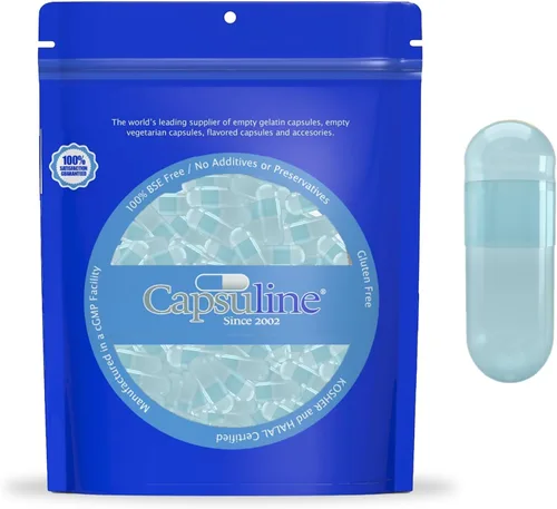 Capsuline Spirulina - Cápsulas veganas vacías de color azul y azul, 100 unidades, cápsulas vacías vegetarianas para píldoras vacías, relleno de