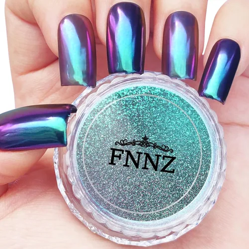 FNNZ Polvo para uñas cromado camaleón, polvo de pigmento para uñas con cambio de color, polvo de purpurina con efecto espejo mágico camaleón, efecto
