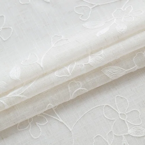 Miniatura 5 de Vision Home Cortinas con textura de lino transparente floral de 84 pulgadas, paneles de ventana bordadas con estampado de hojas para sala de estar