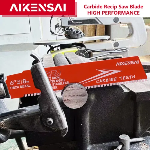 Miniatura 5 de Paquete de 3 hojas de sierra de carburo 8TPI de 6 pulgadas para sierra recíproca de carburo de metal grueso para hierro fundido y acero aleado