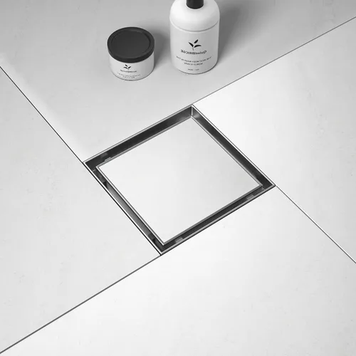 Drenaje cuadrado de ducha de 6 pulgadas, desagüe de piso cepillado con rejilla de inserción de azulejos y colador de pelo, acero inoxidable 304 para