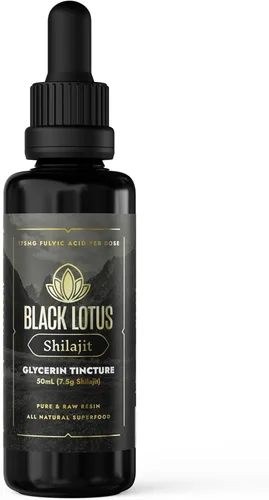 Black Lotus - Tintura líquida de resina Shilajit pura, 1.7 fl oz, 100% Shilajit natural puro para hombres y mujeres con aminoácidos, 175 mg de ácido