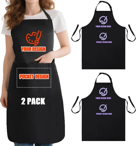 Miniatura 24 de BeautyWill Delantal personalizado personalizado para hombres y mujeres, delantales de cocina personalizados con bolsillos, nombre, texto, logotipo