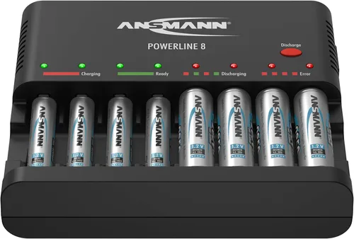 Miniatura 3 de Ansmann Powerline 8 - Cargador de batería universal para baterías recargables NiMH AAA y AA, cargador de 8 bahías más 8 baterías recargables Fujitsu