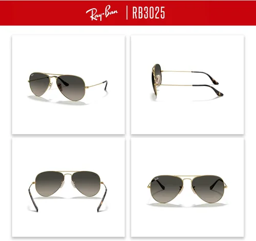 Miniatura 107 de Ray-Ban RB3025 - Lentes de sol de aviador de metal para hombre y mujer + paquete con kit de cuidado de gafas iWear de diseñador
