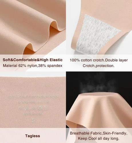 Miniatura 3 de Wealurre Ropa interior para mujer, de cintura alta, sin costuras, transpirable, no se ve, paquete de 6