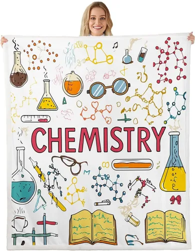 Miniatura 12 de Erosebridal Manta de forro polar de ecuación química para niños y niños, manta de estudiantes de ciencias, tubo de ensayo, microscopio,