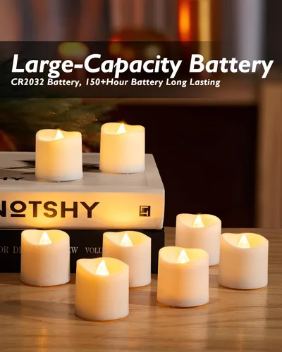 Miniatura 4 de Homemory Paquete de 12 velas votivas LED sin llama, temporizador de larga duración, funciona con pilas, con temporizadores, 6 horas de encendido