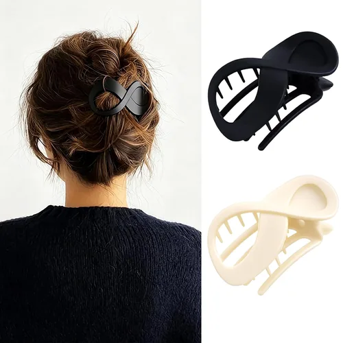 Miniatura 10 de 2 Pcs Flat Hair Clips Acrylic French Concord Banana Clips for Thick Thin Hair - Strong Grip No Slip Claw Clips for Women (Amber & Black)