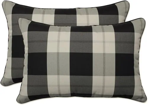 Miniatura 3 de Pillow Perfect Almohadas lumbares mate Anderson para exteriores/interiores, 11.5 x 18.5 pulgadas, color negro, paquete de 2
