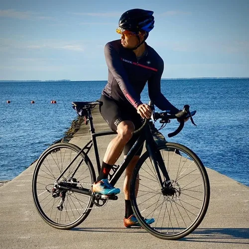 Miniatura 70 de Santic - Camiseta de ciclismo para hombre, manga larga, reflejante, cremallera completa, con bolsillos
