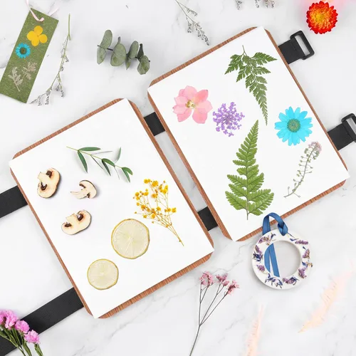 Miniatura 7 de Suziko Kit profesional de prensa de flores de 6 capas de 6.3 x 8.3 pulgadas, marrón, kit de prensado de flores para adultos y niños, gran regalo