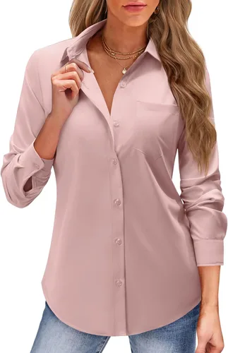 Miniatura 9 de J.VER Camisas con botones para mujer, camisas de vestir de manga larga, blusas de trabajo con cuello casual de negocios