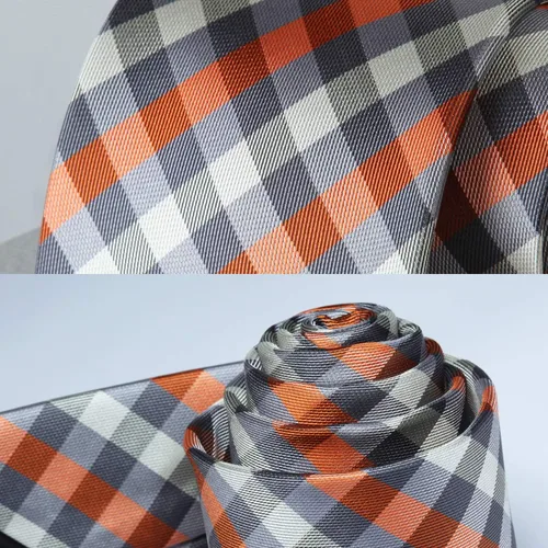 Miniatura 156 de HISDERN Conjunto de corbata a cuadros a cuadros pañuelo tejido clásico formal para hombre corbata y bolsillo cuadrado