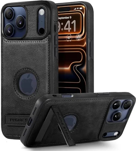Miniatura 25 de Funda de cuero para iPhone 13 Pro, funda protectora delgada con función atril a prueba de golpes, soporte invisible integrado compatible con iPhone