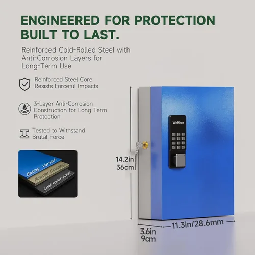 Miniatura 2 de WeHere Caja de bloqueo inteligente de 32 teclas Plus para montaje en pared, gabinete de llaves comercial con aplicación, Bluetooth y desbloqueo WiFi