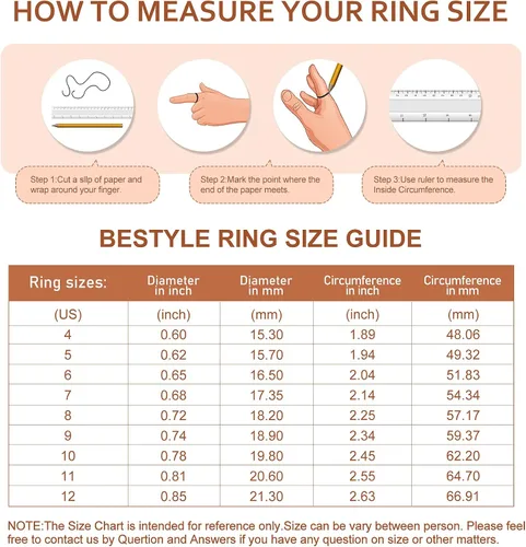 Miniatura 6 de Bestyle Anillos entrelazados para mujeres y niñas, anillos cruzados apilables de acero inoxidable en tono plataorooro rosanegro, anillo de promesa