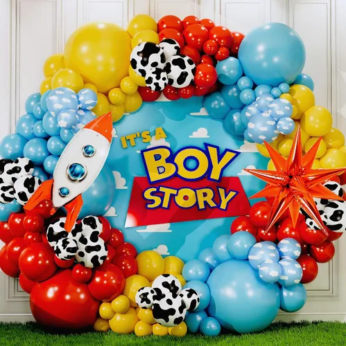 Miniatura 9 de Kit de arco de globos ALL-IN-1 Toy Story para decoración temática de baby shower de It's A Boy Story – Kit de guirnalda de globos Toy Story con Nube
