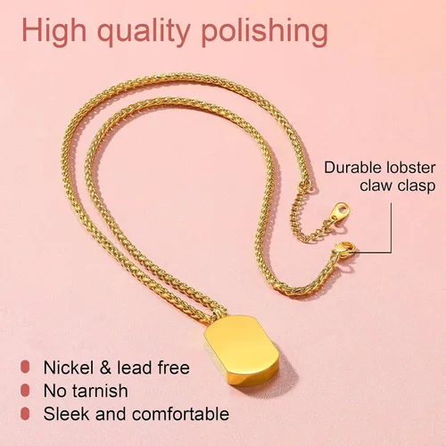 Miniatura 112 de FindChic Collares personalizados con urna para cenizas, barra vertical, gato, luna, reloj de arena, garra de perro, acero inoxidable, chapado en oro
