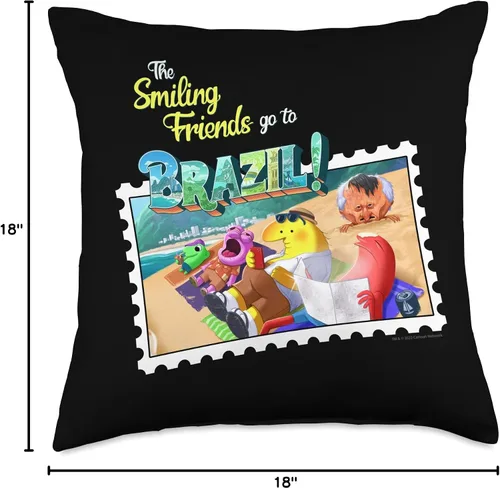 Miniatura 4 de Adult Swim The Smiling Friends Go to Brazil - Almohada de 18 x 18 pulgadas, multicolor