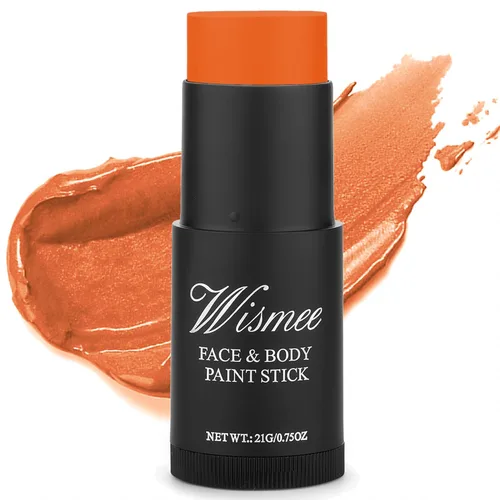 Ojo naranja negro Deportes, palo de pintura de cuerpo de cara naranja, resistente al sudor, impermeable, pintura facial, maquillaje para Halloween,