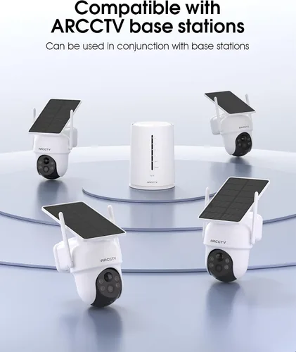Miniatura 2 de ARCCTV Cámaras de seguridad solares inalámbricas para exteriores, cámara alimentada por batería de 4MP 360°, visión nocturna con foco, audio de 2