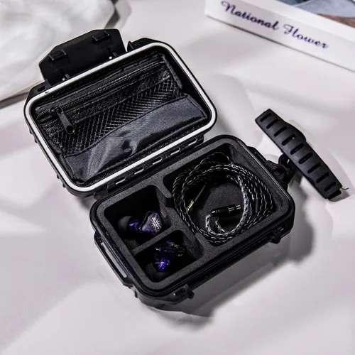 Miniatura 4 de Kiwi Ears SONICAP - Funda rígida impermeable para IEM, caja de almacenamiento protectora portátil con bolsillo de malla extraíble, estuche compacto