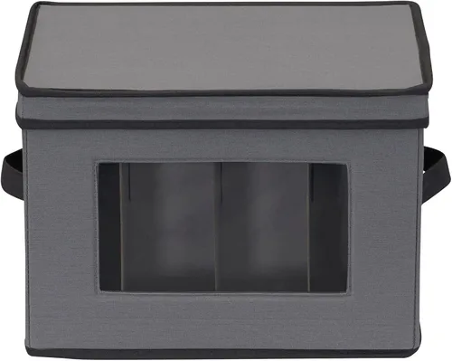 Miniatura 5 de Household Essentials Caja de almacenamiento para copas de champán, 12 compartimentos resistentes, panel frontal con ventana, 2 asas remachadas, caja