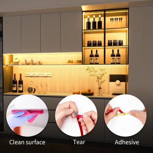 Miniatura 3 de WOBANE COB Kit de tira de luces LED, tira de luz LED regulable de 9.8 pies con control remoto RF para gabinete de cocina, mostrador, estante, Blanco