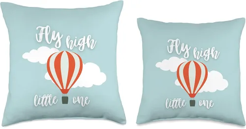 Miniatura 3 de Fearless Fly High Little One Cute Decor Baby & Kids - Almohada de globo de aire caliente, 16.0 x 16.0 in, multicolor