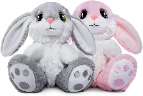 Miniatura 8 de HO-EF Animal de peluche de conejo de Pascua, peluche de conejo de 8.5 pulgadas con orejas flexibles, lavable a máquina y suave, bonito conejo