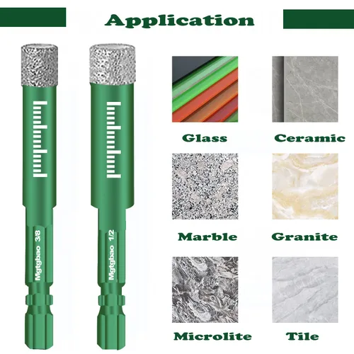 Miniatura 4 de Juego de 6 brocas de diamante seco de 1/2", 6 brocas de núcleo con vástago hexagonal de 12mm soldadas con cera de enfriamiento para azulejos