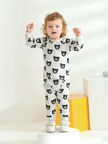 Miniatura 22 de Ropa de bebé niño niño manga larga con estampado de oso + pantalones deportivos